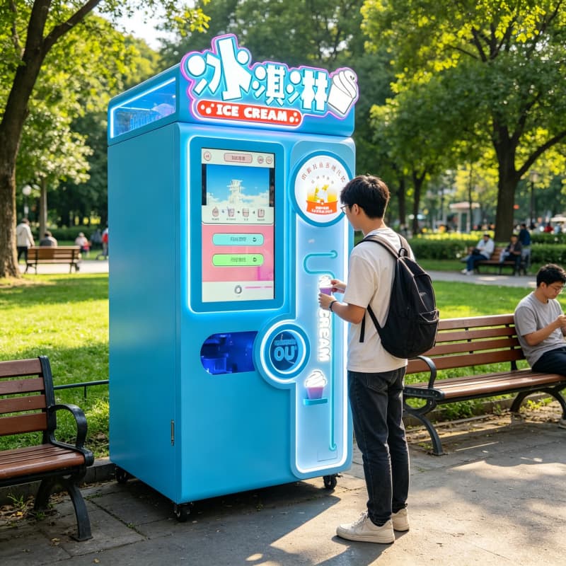 Boxing Machine Arcade - เครื่องทำซอฟต์เสิร์ฟเชิงพาณิชย์แบบตั้งโต๊ะ 3 รสชาติ 220V 3000W หน้าจอสัมผัส